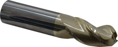 Accupro - 1" Diam, 2" LOC, 3 Flute Solid Carbide Ball End Mill - ZrN Finish, Single End, 5" OAL, 1" Shank Diam, Spiral Flute - Eagle Tool & Supply