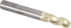 Accupro - 5/16" Diam, 13/16" LOC, 3 Flute Solid Carbide Ball End Mill - ZrN Finish, Single End, 2-1/2" OAL, 5/16" Shank Diam, Spiral Flute - Eagle Tool & Supply