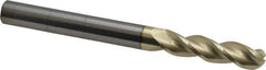 Accupro - 3/8" Diam, 1-1/2" LOC, 3 Flute Solid Carbide Ball End Mill - ZrN Finish, Single End, 4" OAL, 3/8" Shank Diam, Spiral Flute - Eagle Tool & Supply