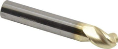 Accupro - 7/16" Diam, 9/16" LOC, 3 Flute Solid Carbide Ball End Mill - ZrN Finish, Single End, 2-3/4" OAL, 7/16" Shank Diam, Spiral Flute - Eagle Tool & Supply
