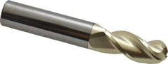 Accupro - 7/16" Diam, 1" LOC, 3 Flute Solid Carbide Ball End Mill - ZrN Finish, Single End, 2-3/4" OAL, 7/16" Shank Diam, Spiral Flute - Eagle Tool & Supply