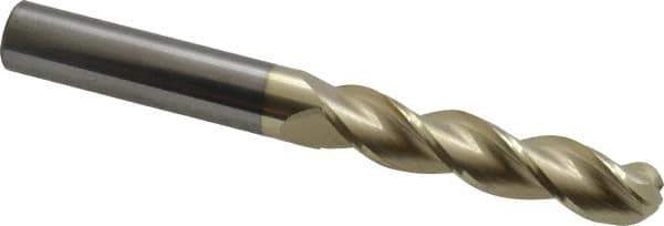 Accupro - 7/16" Diam, 2" LOC, 3 Flute Solid Carbide Ball End Mill - ZrN Finish, Single End, 4" OAL, 7/16" Shank Diam, Spiral Flute - Eagle Tool & Supply