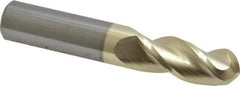 Accupro - 1/2" Diam, 1-1/4" LOC, 3 Flute Solid Carbide Ball End Mill - ZrN Finish, Single End, 3" OAL, 1/2" Shank Diam, Spiral Flute - Eagle Tool & Supply