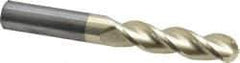 Accupro - 1/2" Diam, 2" LOC, 3 Flute Solid Carbide Ball End Mill - ZrN Finish, Single End, 4" OAL, 1/2" Shank Diam, Spiral Flute - Eagle Tool & Supply