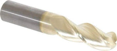 Accupro - 5/8" Diam, 1-5/8" LOC, 3 Flute Solid Carbide Ball End Mill - ZrN Finish, Single End, 3-1/2" OAL, 5/8" Shank Diam, Spiral Flute - Eagle Tool & Supply