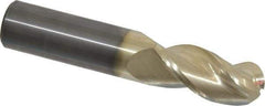 Accupro - 3/4" Diam, 1-5/8" LOC, 3 Flute Solid Carbide Ball End Mill - ZrN Finish, Single End, 4" OAL, 3/4" Shank Diam, Spiral Flute - Eagle Tool & Supply
