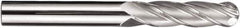 SGS - 5/8" Diam, 2-1/4" LOC, 4 Flute Solid Carbide Ball End Mill - AlTiN Finish, Single End, 5" OAL, 5/8" Shank Diam, Spiral Flute - Eagle Tool & Supply