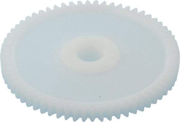 Made in USA - 32 Pitch, 2" Pitch Diam, 2-1/16" OD, 64 Tooth Spur Gear - 3/16" Face Width, 5/16" Bore Diam, 43/64" Hub Diam, 20° Pressure Angle, Acetal - Eagle Tool & Supply