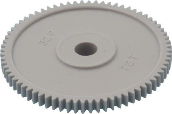 Made in USA - 32 Pitch, 2-1/4" Pitch Diam, 2-5/16" OD, 72 Tooth Spur Gear - 3/16" Face Width, 5/16" Bore Diam, 13/16" Hub Diam, 20° Pressure Angle, Acetal - Eagle Tool & Supply