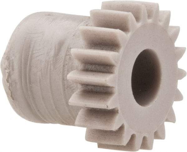 Made in USA - 48 Pitch, 3/8" Pitch Diam, 0.417" OD, 18 Tooth Spur Gear - 1/8" Face Width, 5/32" Bore Diam, 5/16" Hub Diam, 20° Pressure Angle, Acetal - Eagle Tool & Supply