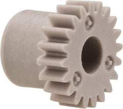 Made in USA - 48 Pitch, 5/12" Pitch Diam, 0.458" OD, 20 Tooth Spur Gear - 1/8" Face Width, 5/32" Bore Diam, 11/32" Hub Diam, 20° Pressure Angle, Acetal - Eagle Tool & Supply