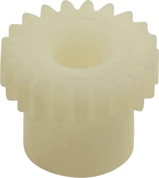 Made in USA - 48 Pitch, 7/16" Pitch Diam, 0.479" OD, 21 Tooth Spur Gear - 1/8" Face Width, 5/32" Bore Diam, 11/32" Hub Diam, 20° Pressure Angle, Acetal - Eagle Tool & Supply