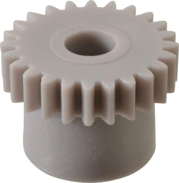 Made in USA - 48 Pitch, 1/2" Pitch Diam, 0.542" OD, 24 Tooth Spur Gear - 1/8" Face Width, 5/32" Bore Diam, 13/32" Hub Diam, 20° Pressure Angle, Acetal - Eagle Tool & Supply