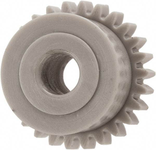 Made in USA - 48 Pitch, 0.542" Pitch Diam, 0.583" OD, 26 Tooth Spur Gear - 1/8" Face Width, 5/32" Bore Diam, 29/64" Hub Diam, 20° Pressure Angle, Acetal - Eagle Tool & Supply