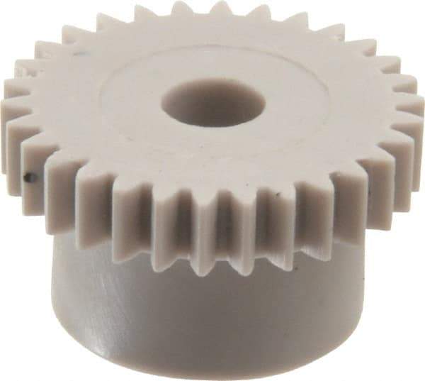 Made in USA - 48 Pitch, 5/8" Pitch Diam, 0.667" OD, 30 Tooth Spur Gear - 1/8" Face Width, 5/32" Bore Diam, 1/2" Hub Diam, 20° Pressure Angle, Acetal - Eagle Tool & Supply