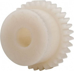 Made in USA - 48 Pitch, 0.667" Pitch Diam, 0.708" OD, 32 Tooth Spur Gear - 1/8" Face Width, 3/16" Bore Diam, 35/64" Hub Diam, 20° Pressure Angle, Acetal - Eagle Tool & Supply