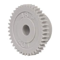 Made in USA - 48 Pitch, 0.833" Pitch Diam, 7/8" OD, 40 Tooth Spur Gear - 1/8" Face Width, 3/16" Bore Diam, 35/64" Hub Diam, 20° Pressure Angle, Acetal - Eagle Tool & Supply