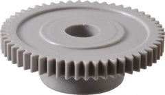 Made in USA - 48 Pitch, 1-1/8" Pitch Diam, 1.168" OD, 54 Tooth Spur Gear - 1/8" Face Width, 1/4" Bore Diam, 39/64" Hub Diam, 20° Pressure Angle, Acetal - Eagle Tool & Supply