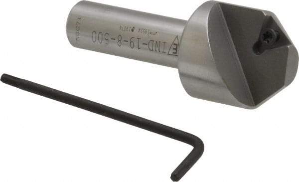 Everede Tool - 82° Included Angle, 0.958" Max Cut Diam, 1" Body Diam, 1/2" Shank Diam, 2-1/2" OAL, Indexable Countersink - 1 Triangle Insert, TPGH 215 Insert Style, Series IND - Eagle Tool & Supply