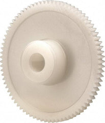 Made in USA - 48 Pitch, 1.667" Pitch Diam, 1.708" OD, 80 Tooth Spur Gear - 1/8" Face Width, 1/4" Bore Diam, 39/64" Hub Diam, 20° Pressure Angle, Acetal - Eagle Tool & Supply