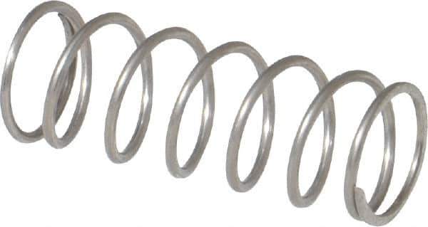 Value Collection - 0.36" OD, 0.032" Wire, 1" Free Length, Compression Spring - 5.92 Lb Spring Rating, Stainless Steel - Eagle Tool & Supply