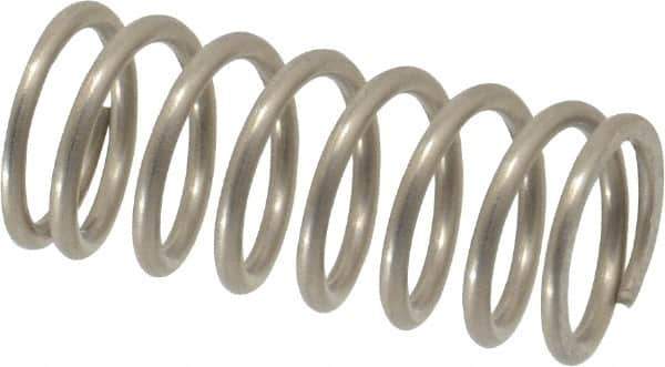 Value Collection - 0.42" OD, 0.047" Wire, 1" Free Length, Compression Spring - 17.57 Lb Spring Rating, Stainless Steel - Eagle Tool & Supply