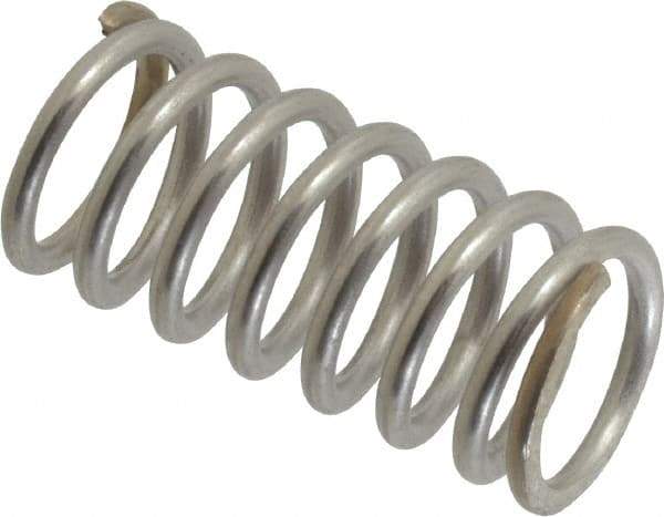 Value Collection - 0.6" OD, 0.072" Wire, 1-1/4" Free Length, Compression Spring - 36.66 Lb Spring Rating, Stainless Steel - Eagle Tool & Supply