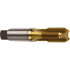 Emuge - M12x1.50 Metric Fine 6HX 4 Flute TiN Finish Cobalt Straight Flute Machine Tap - Bottoming, Right Hand Thread, 3-3/8" OAL, 0.866" Thread Length, Oversize - Exact Industrial Supply