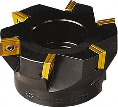 Seco - 8 Inserts, 100mm Cut Diam, 32mm Arbor Diam, 11mm Max Depth of Cut, Indexable Square-Shoulder Face Mill - 90° Lead Angle, 50mm High, SONX 1205 Insert Compatibility, Series Midi Square - Eagle Tool & Supply