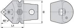 Kennametal - Left Hand Cut, Size KM63, SN.. Insert Compatiblity, External Modular Turning & Profiling Cutting Unit Head - 38mm Ctr to Cutting Edge, 60mm Head Length, Through Coolant, Series Kenclamp - Eagle Tool & Supply