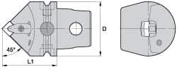 Kennametal - Left Hand Cut, Size KM63, DN.. Insert Compatiblity, Internal Modular Turning & Profiling Cutting Unit Head - 43mm Ctr to Cutting Edge, 60mm Head Length, Through Coolant, Series Kenclamp - Eagle Tool & Supply