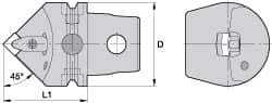 Kennametal - Left Hand Cut, Size KM63, CN.. Insert Compatiblity, External Modular Turning & Profiling Cutting Unit Head - 38mm Ctr to Cutting Edge, 60mm Head Length, Through Coolant, Series Kenclamp - Eagle Tool & Supply