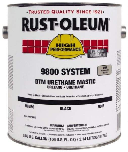 Rust-Oleum - 1 Gal Gloss Black Urethane Mastic - 162 to 274 Sq Ft/Gal Coverage, <340 g/L VOC Content, Direct to Metal - Eagle Tool & Supply