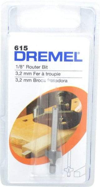 Dremel - 1/8" Diam, 1.2" Overall Length, High Speed Steel, Round-Over, Edge Profile Router Bit - 1/8" Shank Diam x 0.4" Shank Length, Uncoated - Eagle Tool & Supply