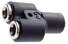 Norgren - 5/16" Outside Diam, Nickel Plated Brass Push-to-Connect Union Y - 260 Max psi, Tube to Tube Connection, Nitrile O-Ring - Eagle Tool & Supply