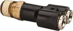 Norgren - 1/4 NPTF, Nickel Plated Brass Push-to-Connect Tube Parallel Male Swivel Y - 260 Max psi, Tube to Male Connection, Nitrile O-Ring - Eagle Tool & Supply