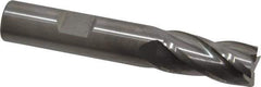 RobbJack - 1/2", 1" LOC, 1/2" Shank Diam, 3" OAL, 4 Flute, Solid Carbide Square End Mill - Single End, Uncoated, Spiral Flute, 30° Helix, Centercutting, Right Hand Cut, Right Hand Flute, Series TR-404 - Eagle Tool & Supply