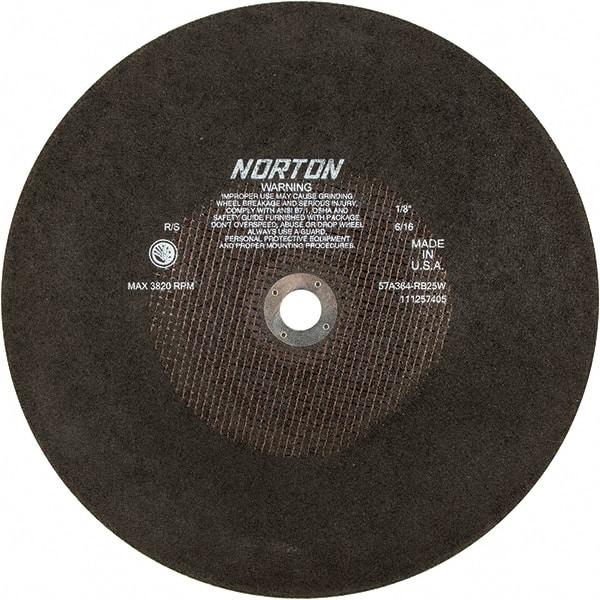 Norton - 16" Aluminum Oxide Cutoff Wheel - 1/8" Thick, 1" Arbor - Eagle Tool & Supply