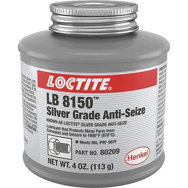 Loctite - 4 oz Can High Temperature Anti-Seize Lubricant - Silver Colored, 1,600°F, Silver Colored, Water Resistant - Eagle Tool & Supply