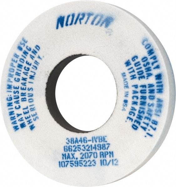 Norton - 12" Diam x 5" Hole x 1-1/2" Thick, I Hardness, 46 Grit Surface Grinding Wheel - Aluminum Oxide, Type 1, Coarse Grade, 2,070 Max RPM, Vitrified Bond, No Recess - Eagle Tool & Supply