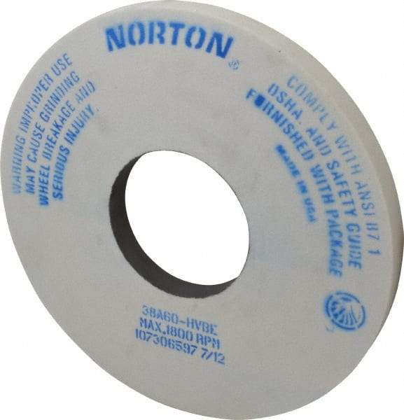 Norton - 14" Diam x 5" Hole x 1" Thick, H Hardness, 60 Grit Surface Grinding Wheel - Aluminum Oxide, Type 1, Medium Grade, 1,800 Max RPM, Vitrified Bond, No Recess - Eagle Tool & Supply