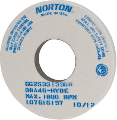 Norton - 14" Diam x 5" Hole x 1-1/2" Thick, H Hardness, 46 Grit Surface Grinding Wheel - Aluminum Oxide, Type 1, Coarse Grade, 1,800 Max RPM, Vitrified Bond, No Recess - Eagle Tool & Supply
