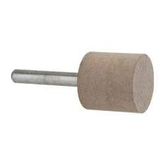 Norton - 1" Head Diam x 1" Thickness, W220, Cylinder End, Aluminum Oxide Mounted Point - Medium Grade, 80 Grit, 30,370 RPM - Eagle Tool & Supply