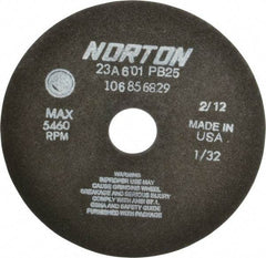 Norton - 7" 60 Grit Aluminum Oxide Cutoff Wheel - 1/32" Thick, 1-1/4" Arbor, 5,460 Max RPM, Use with Stationary Grinders - Eagle Tool & Supply