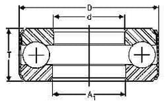INA Bearing - 2-1/8" Inside x 3-19/32" Outside Diam, 7/8" Thick, Steel Ball Thrust Bearing - 34,000 Lbs. Static Capacity, 13,600 Max Pressure x Velocity - Eagle Tool & Supply