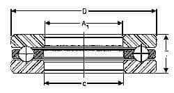 INA Bearing - 3-1/4" Inside x 4.969" Outside Diam, 1" Thick, Steel Ball Thrust Bearing - 44,500 Lbs. Static Capacity, 16,600 Max Pressure x Velocity - Eagle Tool & Supply