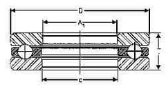 INA Bearing - 1-7/8" Inside x 3-7/32" Outside Diam, 13/16" Thick, Steel Ball Thrust Bearing - 17,500 Lbs. Static Capacity, 6,900 Max Pressure x Velocity - Eagle Tool & Supply
