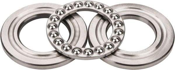 INA Bearing - 1-3/4" Inside x 3-3/32" Outside Diam, 13/16" Thick, Steel Ball Thrust Bearing - 14,000 Lbs. Static Capacity, 6,100 Max Pressure x Velocity - Eagle Tool & Supply