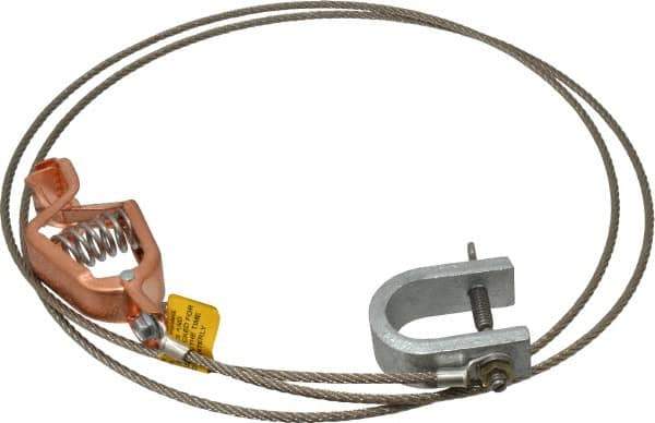 Hubbell Workplace - 19 AWG, 5 Ft., Alligator Clip, C-Clamp, Grounding Cable with Clamps - Noninsulated, Federal Specification A-A-59466-010 - Eagle Tool & Supply