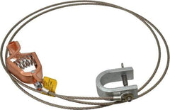 Hubbell Workplace - 19 AWG, 5 Ft., Alligator Clip, C-Clamp, Grounding Cable with Clamps - Noninsulated, Federal Specification A-A-59466-010 - Eagle Tool & Supply